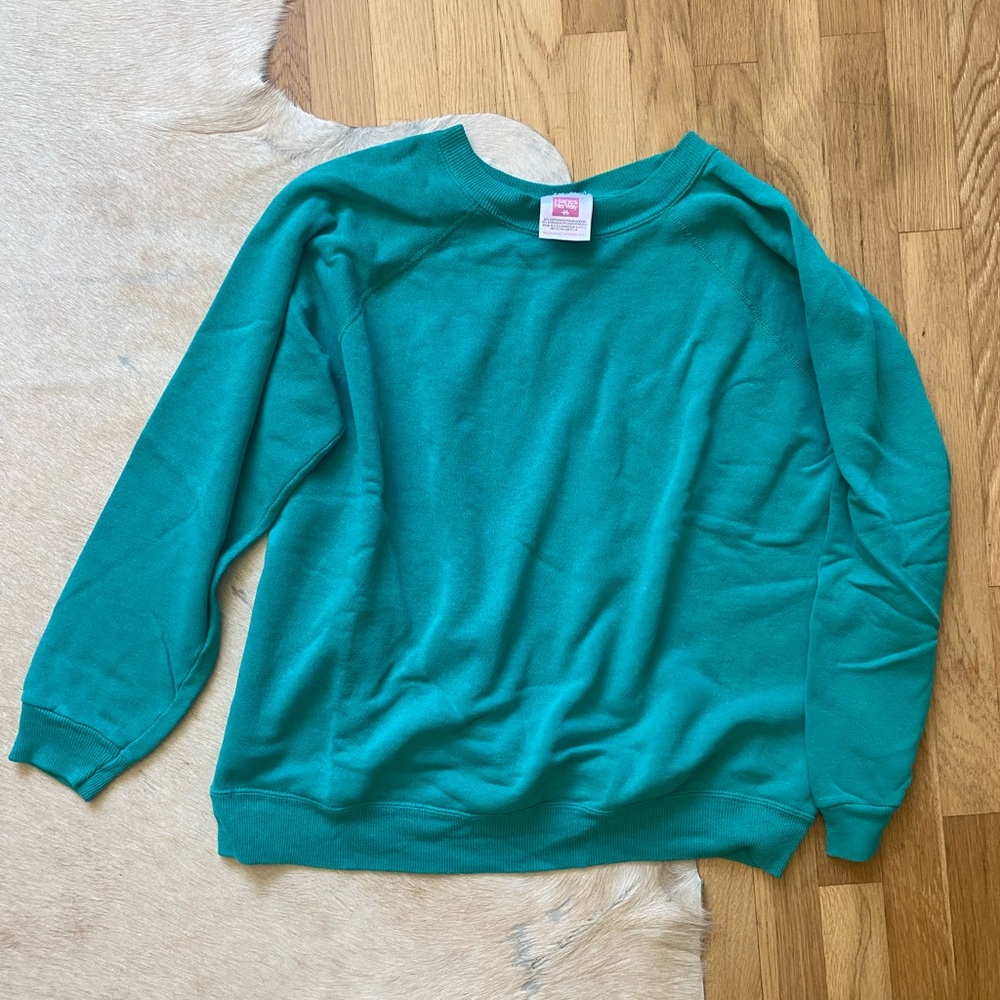 Hanes Green Crewneck Sweater Soft Knit Casual
